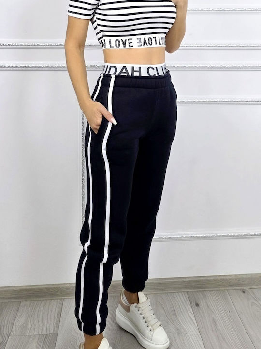 Hohe Taille Jogginghose Black