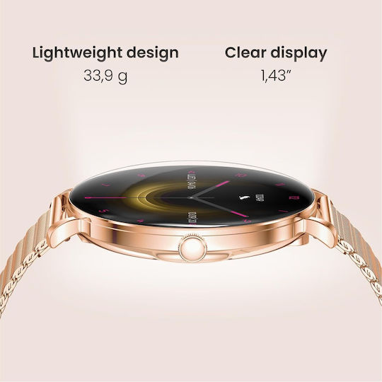 Forever SB-370 46mm Smartwatch με Παλμογράφο (Rose Gold - Leopard Print)