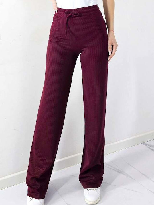 Ψηλόμεσο Παντελόνι Φόρμας Καμπάνα Burgundy