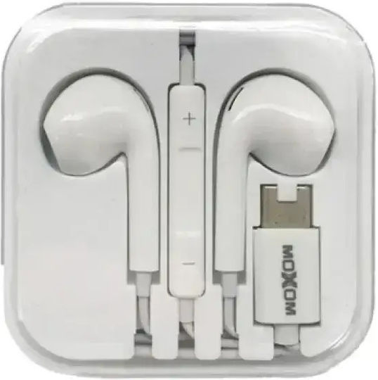 Moxom EP52 Earbuds Handsfree με Βύσμα 3.5mm Λευκό