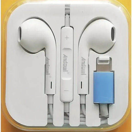 Andowl QM-09 In-ear Handsfree με Βύσμα Lightning Λευκό