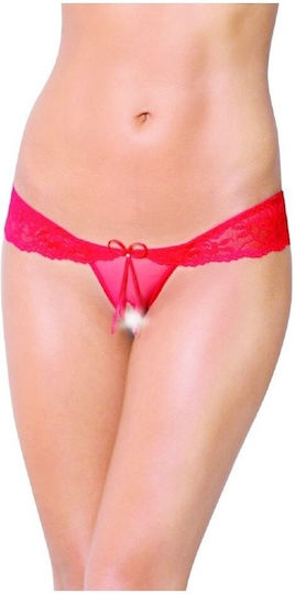 Softline 2443 Γυναικείο Sexy String Αυτοκινήτου Crotchless G-String Κόκκινο