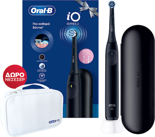 Oral-B Io Series 2 Electric Toothbrush with Pressure Sensor and Travel Case & Gift Necessaire Black