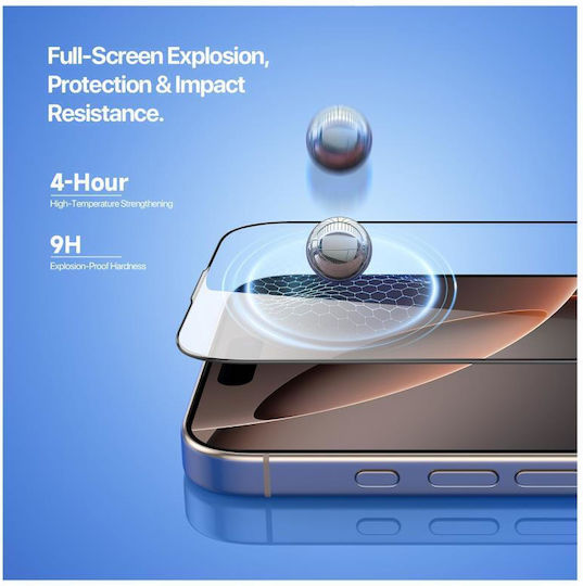 Dux Ducis 2.5D Full Face Tempered Glass Black (iPhone 17 / 17 Pro / 16 Pro)