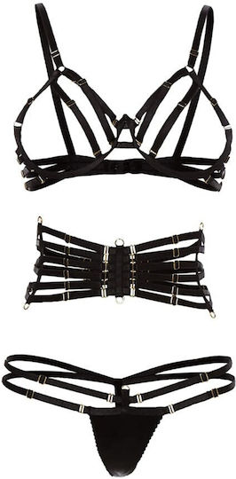 Me-Seduce Loretta Set Sexy Σετ Εσωρούχων με Δαντέλα Black 2τμχ