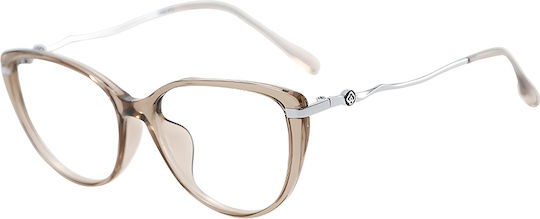 Techsuit Anti-Blue Light Glasses Reflex PC 86162 Women Round TR90 & Metal Frame AC Lens Silver Vanilla