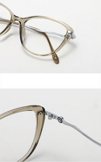 Techsuit Anti-Blue Light Glasses Reflex PC 86162 Women Round TR90 & Metal Frame AC Lens Silver Vanilla