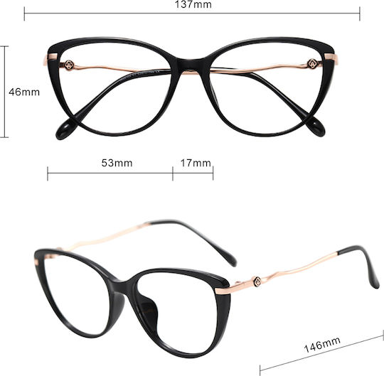 Techsuit Anti-Blue Light Glasses Reflex PC 86162 Women Round TR90 & Metal Frame AC Lens Silver Vanilla