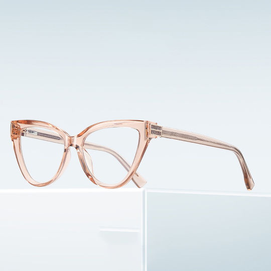 Techsuit Anti-Blue Light Glasses Reflex PC 2279 Women Cat Eye TR90 & Metal Frame AC Lens Leopard