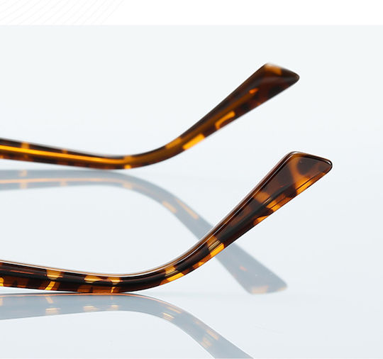 Techsuit Anti-Blue Light Glasses Reflex PC 3171 Women Rectangle Metal Frame AC Lens Gold Black