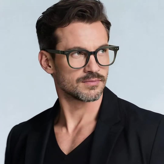 Techsuit Anti-Blue Light Glasses Reflex PC 2229 Men Round TR90 & Metal Frame AC Lens Transparent Brown
