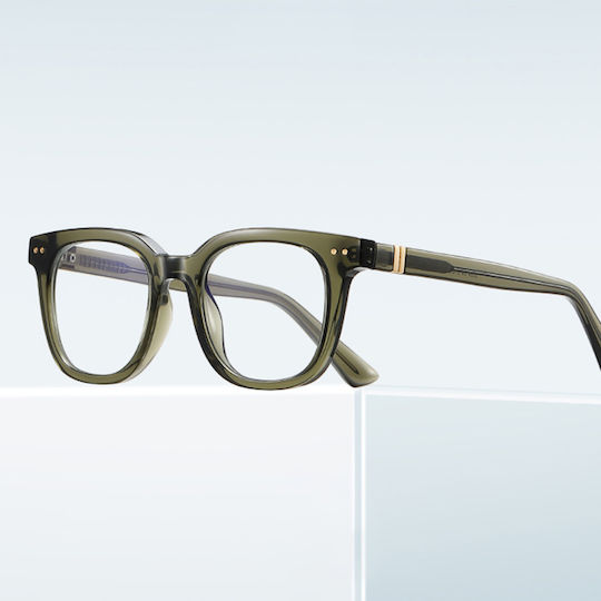 Techsuit Anti-Blue Light Glasses Reflex PC 2229 Men Round TR90 & Metal Frame AC Lens Transparent Brown