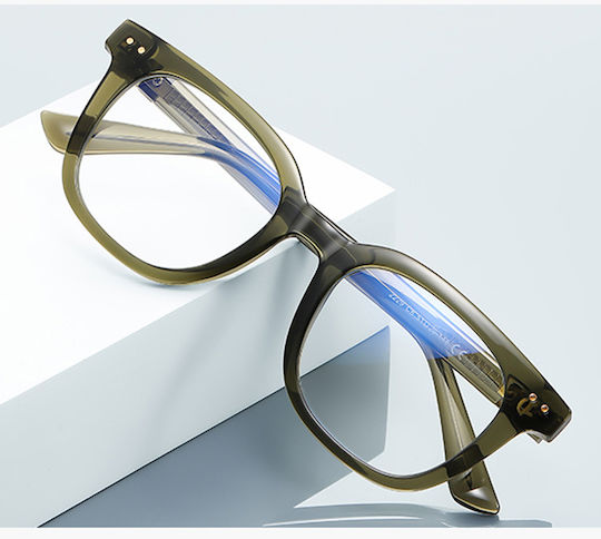 Techsuit Anti-Blue Light Glasses Reflex PC 2229 Men Round TR90 & Metal Frame AC Lens Black