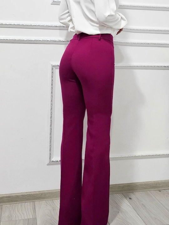 Dama Talie înaltă Tesatura Pantaloni Evazați cu Croială Slim Violet