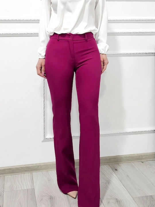 Dama Talie înaltă Tesatura Pantaloni Evazați cu Croială Slim Violet