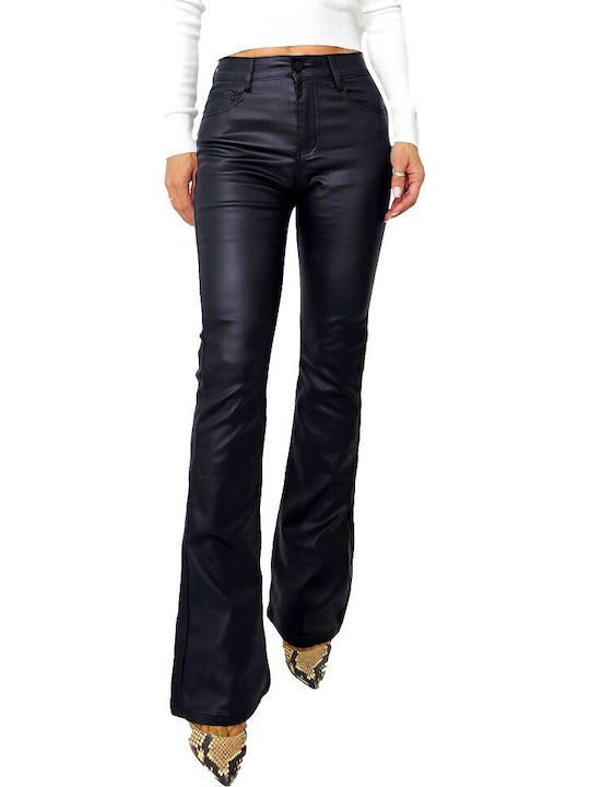 Dama Tesatura Pantaloni Push-up Evazați cu Croială Relaxată Black