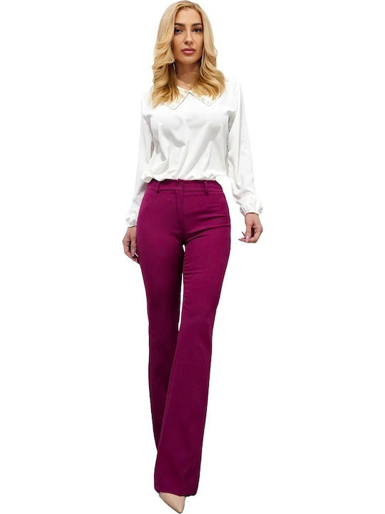 Dama Talie înaltă Tesatura Pantaloni Evazați cu Croială Slim Violet