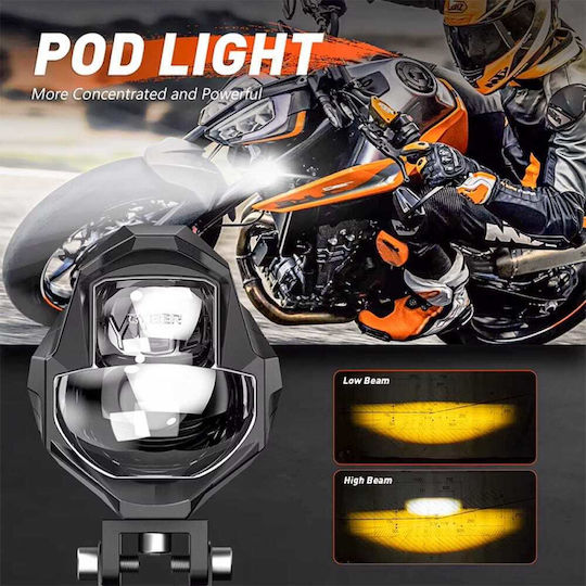 Novsight LED Motorrad-Scheinwerfer 2 Modi – 6000k Weiß & 3000k Gelb – 3500lm – 45w – IP68 – 9-36v – 1 Stück