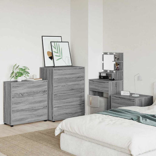 Wooden Chest of Drawers with 3 Drawers Gray Sonoma 80x31x81cm