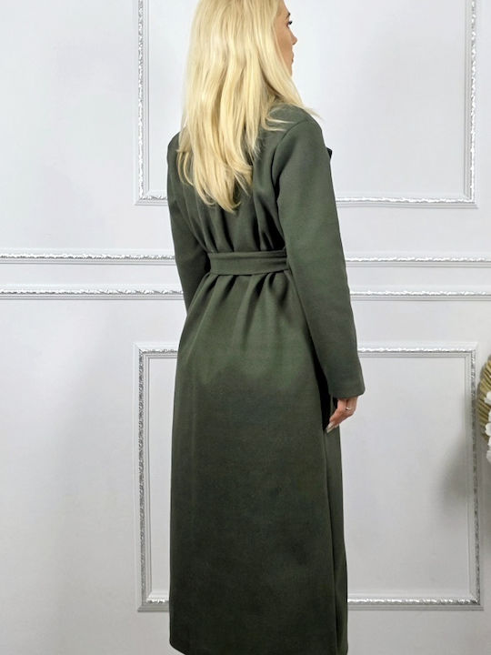 Damen Grün Mantel mit Knöpfen