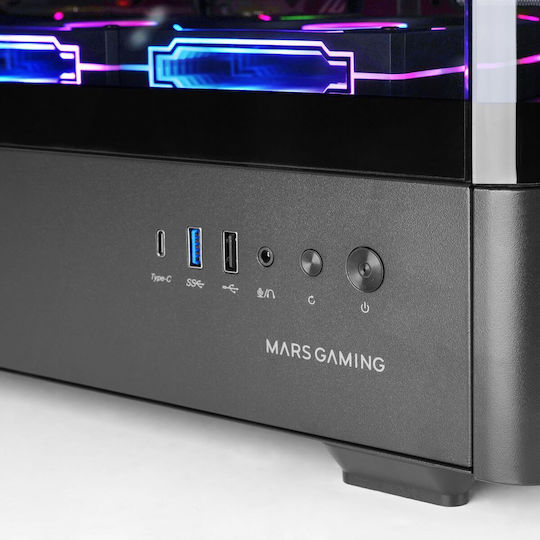 Mars Gaming MC-LCDPRO Gaming Midi Tower Κουτί Υπολογιστή με Πλαϊνό Παράθυρο Μαύρο