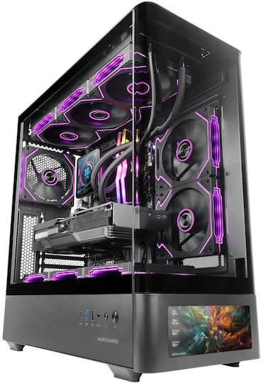 Mars Gaming MC-LCDPRO Gaming Midi Tower Κουτί Υπολογιστή με Πλαϊνό Παράθυρο Μαύρο