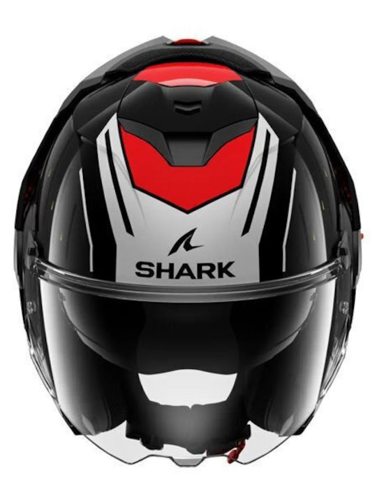 Shark Oxo Rydger Black/Silver/Red Κράνος Μηχανής Flip-Up ECE 22.06 με Sunvisor
