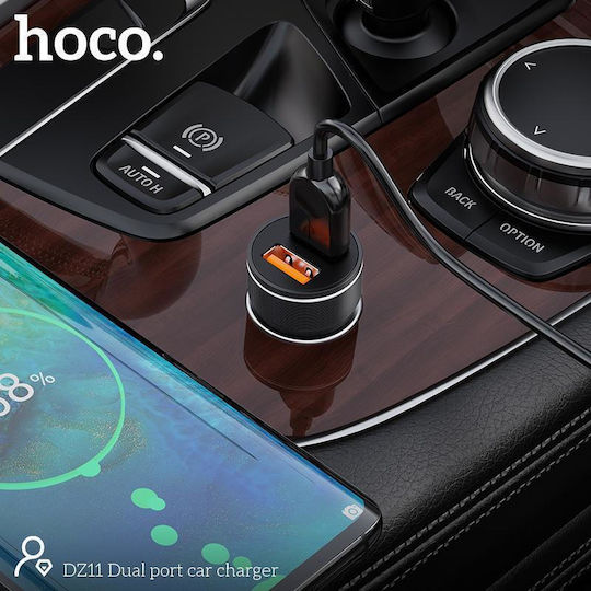 Car Charger 2.4A Fast Charging with one Port: 1xUSB with Cable Embedded Black Color