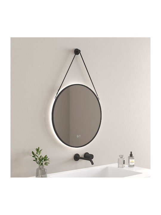Inter Ceramic Badezimmerspiegel LED Berührung aus Metall 60x60cm Schwarz