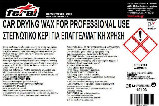 Feral Υγρό Κερώματος Αυτοκινήτου για Κίτρινες Αποχρώσεις Αμαξώματος 20lt