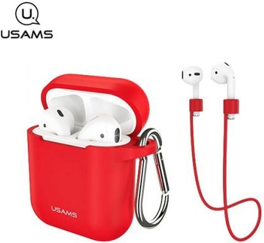 Usams BH423 Θήκη Σιλικόνης σε Κόκκινο χρώμα για Apple AirPods