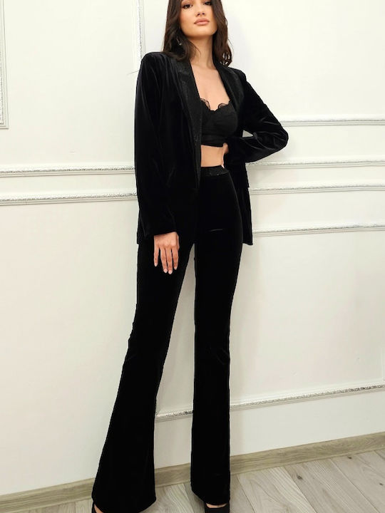Damen Schwarz Set mit Hose mit Pailletten