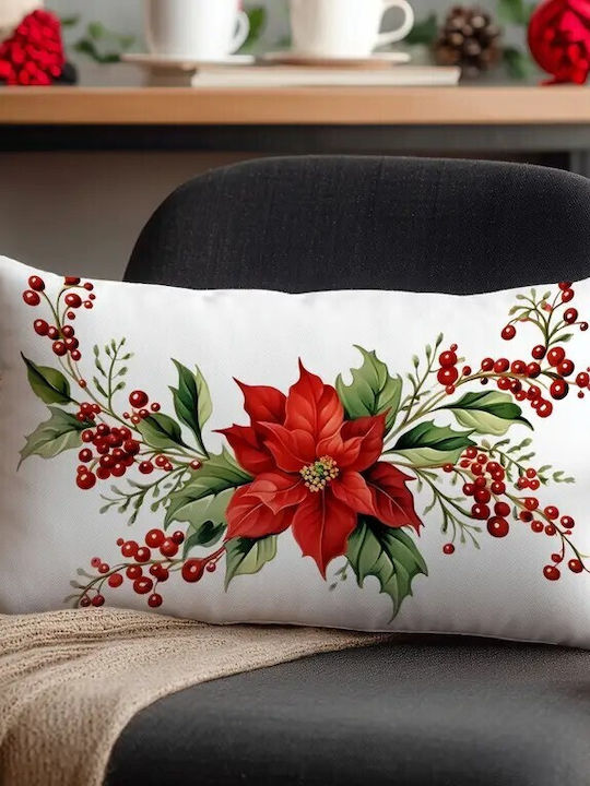 By Queen Limited Festive Edition Μαξιλαροθήκη Poinsettia Elegance 50x30εκ
