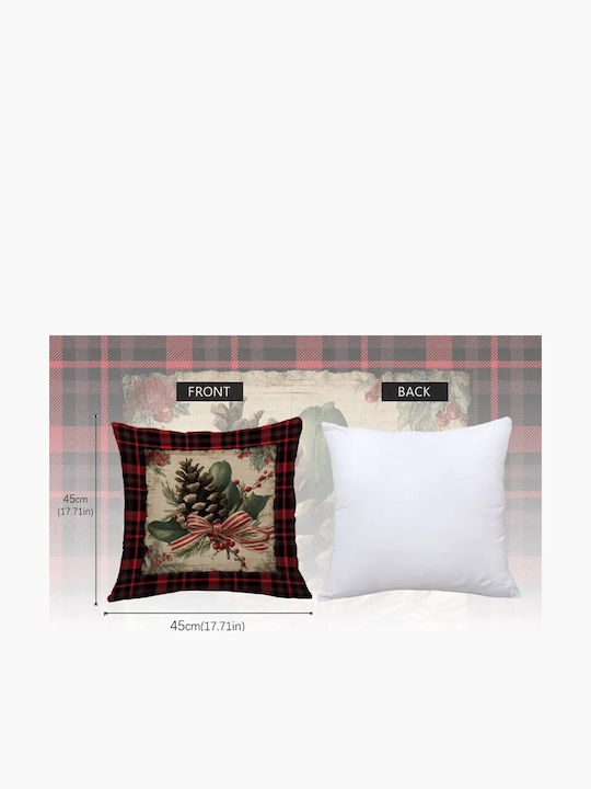 By Queen Limited Festive Edition Pillow Case Plaid Pinecone Striped Ribbon