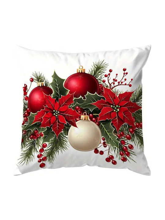 By Queen Limited Festive Edition Μαξιλαροθήκη Αλεξανδρινά Γκι Kαι Χρυσές Μπάλες 45x45εκ