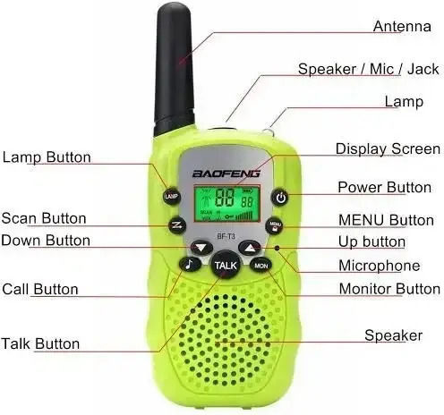 Baofeng BF-T3 Walkie Talkie with Monochrome Screen Set of 2pcs In Green Color