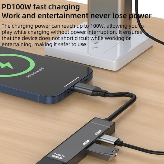 USB-A / USB-C Stație de andocare cu 4K PD Ethernet Gri (EDA008423601A)