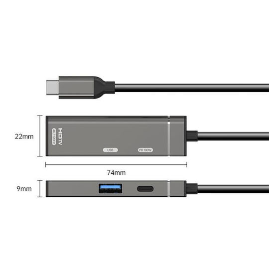 USB-A / USB-C Stație de andocare cu 4K PD Ethernet Gri (EDA008423601A)