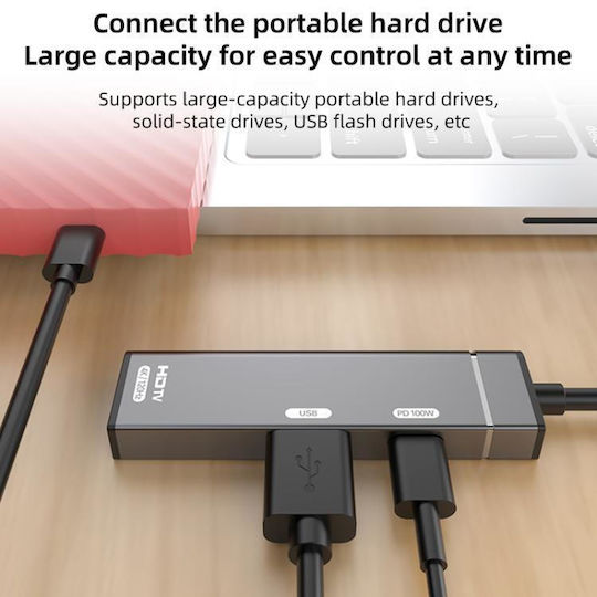 USB-A / USB-C Stație de andocare cu 4K PD Ethernet Gri (EDA008423601A)