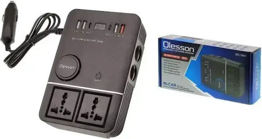 Inverter Αυτοκινήτου 200w Μετατροπή 12v 24v Dc 220v Ac 4xusb Olesson 1661