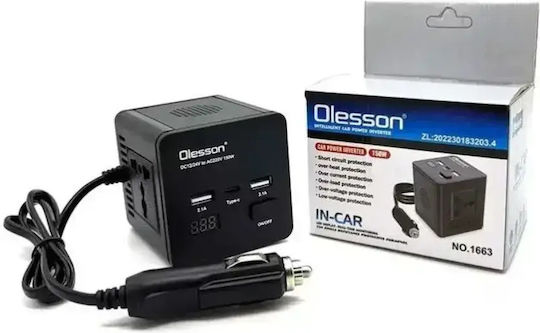 Inverter Αυτοκινήτου 150W για Μετατροπή 12V DC σε 220V AC με 2xUSB