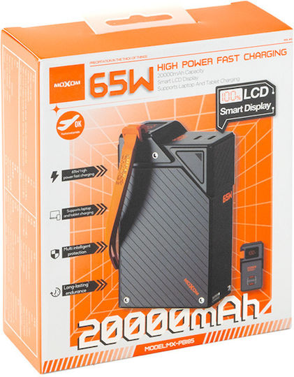 Moxom MX-PB185 Power Bank 20000mAh 65W με 2 Θύρες USB-C Power Delivery Μαύρο
