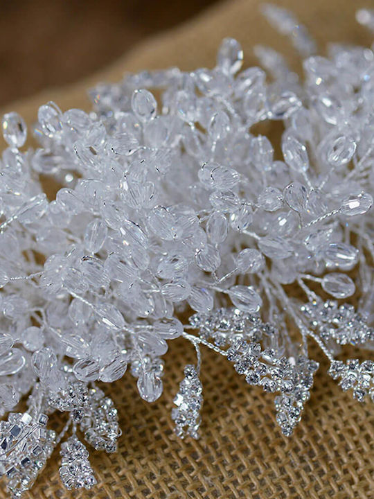 Bridal Hair Quaff Transparent Beads Leaves Swarovski Crystals Janine