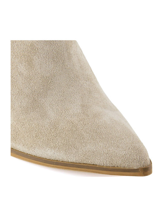 Suede Mules with High Heel in Brown Color