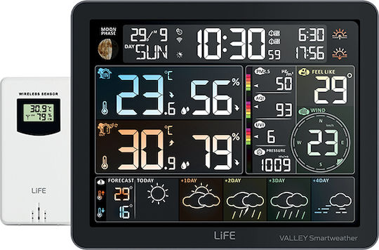 Life Valley Smartweather Tuya Wireless Digital Weather Station Tabletop / Wall Mounted White