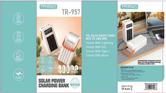 Treqa TR-957 Слънчева Power Bank 40000mAh Бял