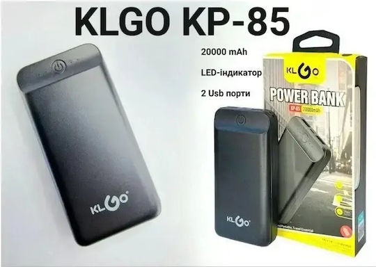 KLGO KP-85 Power Bank 20000mAh with 2 USB-A Ports Black