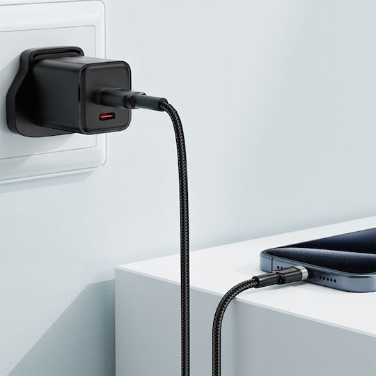 Acefast USB 2.0 Cable USB-C male - USB-A 18W Μαύρο 1.2m C22-04