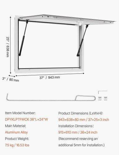 Παράθυρο Παραχώρησης Vevor 92x61 Cm Πλαίσιο Υπηρεσίας Κράμα Αλουμινίου Φορτηγό Τροφίμων Παράθυρο Εξυπηρέτησης Έως 85 Μοίρες Πόρτα Τέντας Γάντζο Σύρσης Ανθεκτικό Στη Βροχή Τρέιλερ Παραχώρησης