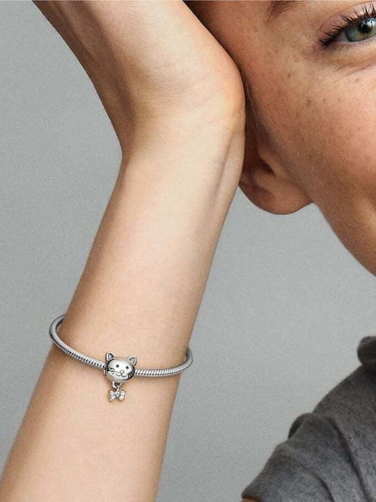 Pandora Cat & Bow Charm από Ασήμι